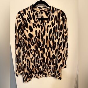 Chico's Black and Brown Animal Print Blouse